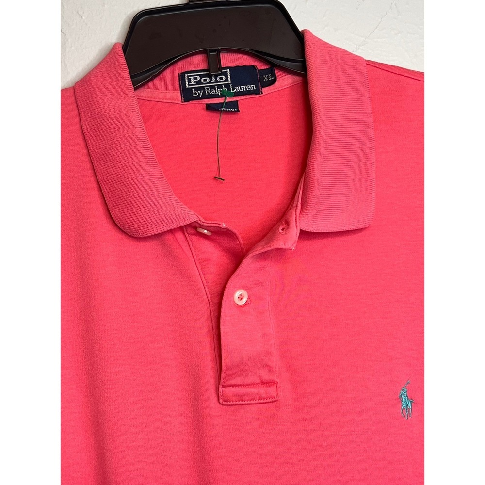 Polo Ralph Lauren Men's XL Pink Short Sleeve Cotton Polo Shirt Spots